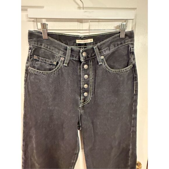 Levi’s Black Ribcage Button Front Straight Ankle Jeans sz 28 NWOT - Picture 4 of 7